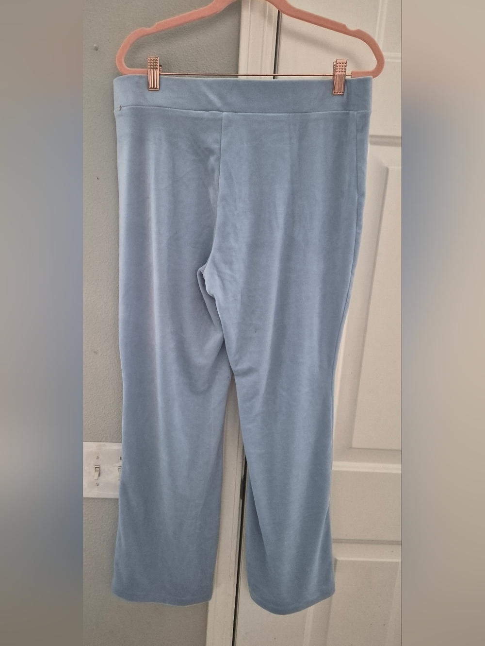 Juicy Couture NEW Velour crown Track Pant Vtg Style  Light Blue Rhinestone Bling - Picture 5 of 8